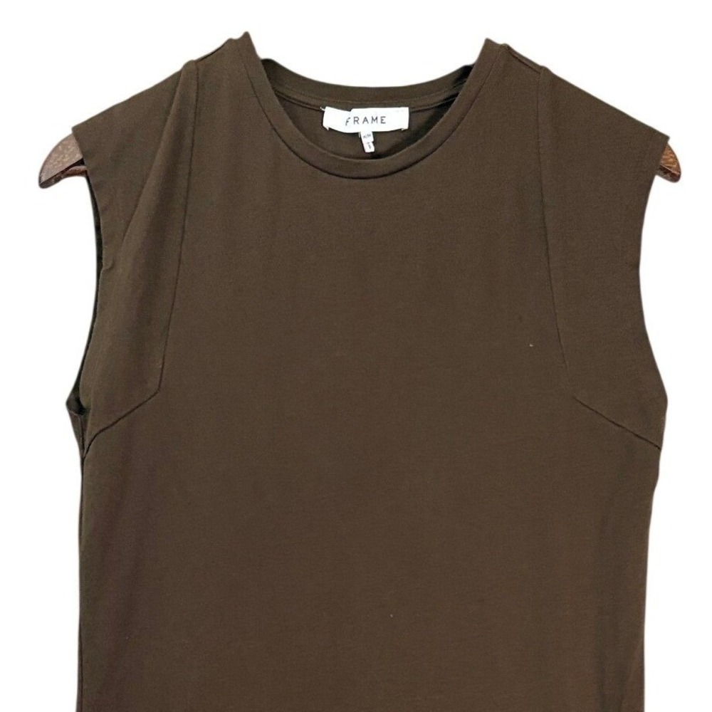 FRAME Womens Le Muscle Midi T Shirt Dress M Chocolate Organic Cotton Minimalist - Picture 4 of 8